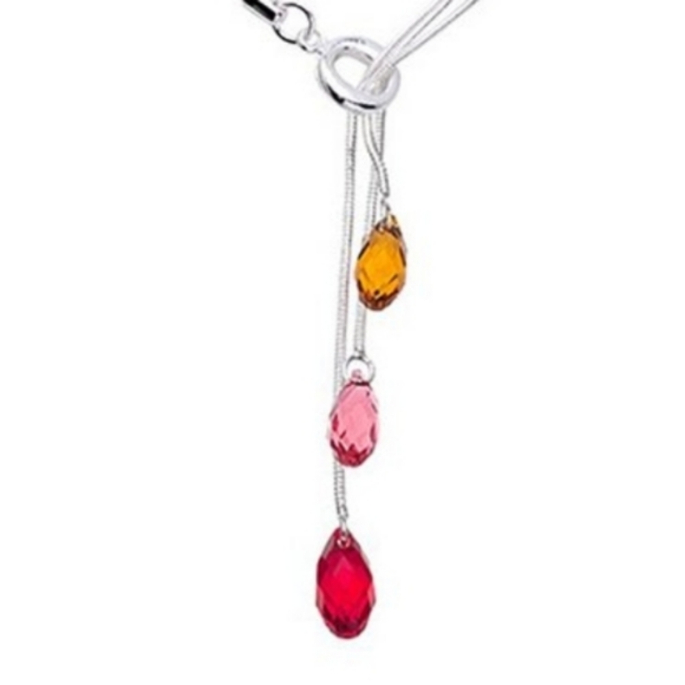 CALLURA Slam & Padparapdscha LARIAT With SWAROVSKI CRYSTAL'S NECKLACE